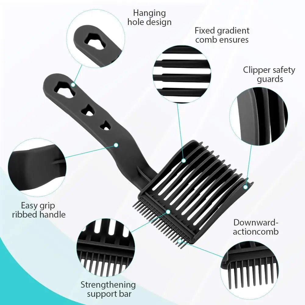 2PCS Barber Flat Top Hair Cut Comb Set Pro Barbershop Men's Curved Positioning Hair Clipper Comb Salon Hairdresser Tool Supplies