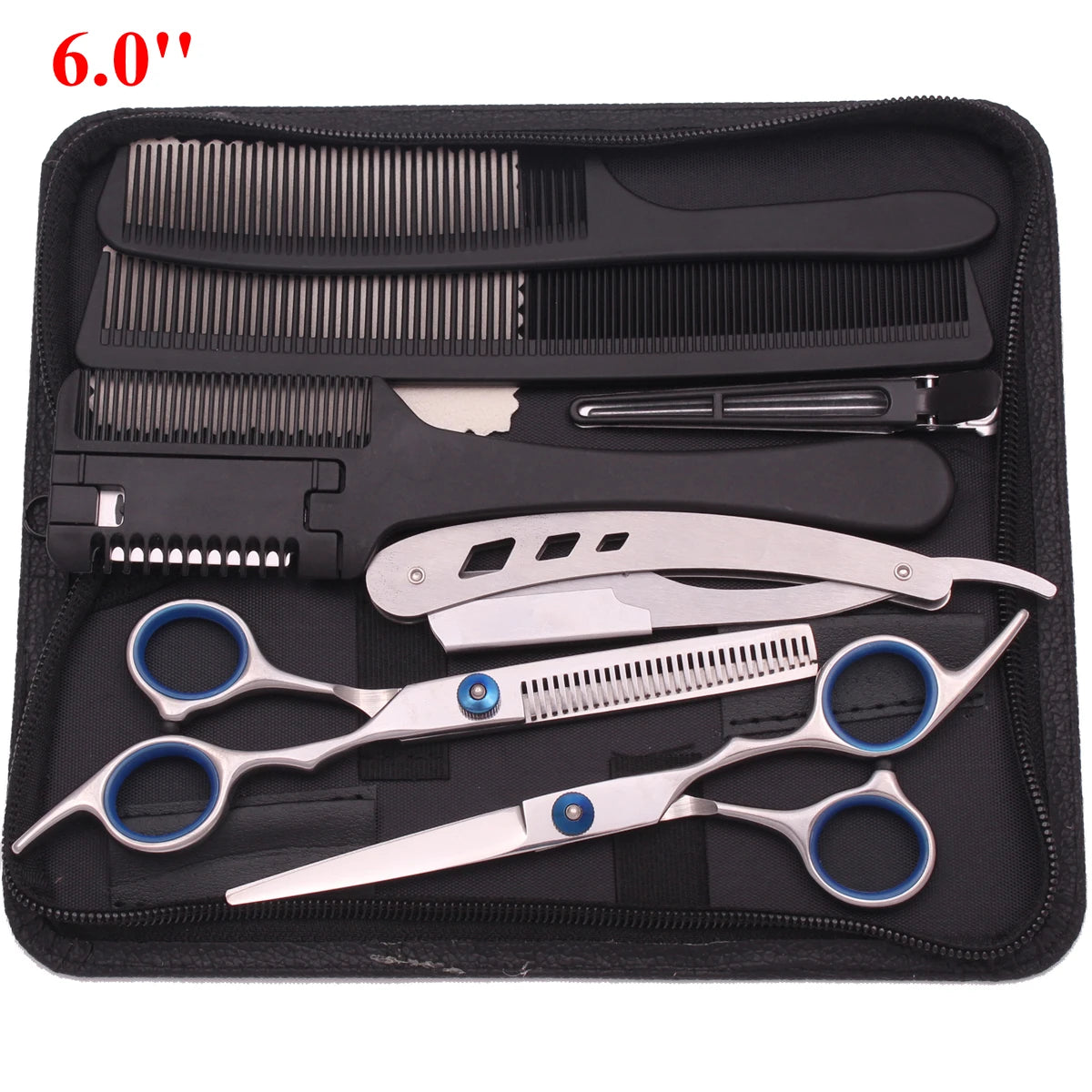 6'' Professional Hair Scissors Thinning Cutting Shears Hairdressing Comb Razor Set Salon Barber & Home Japan Steel
