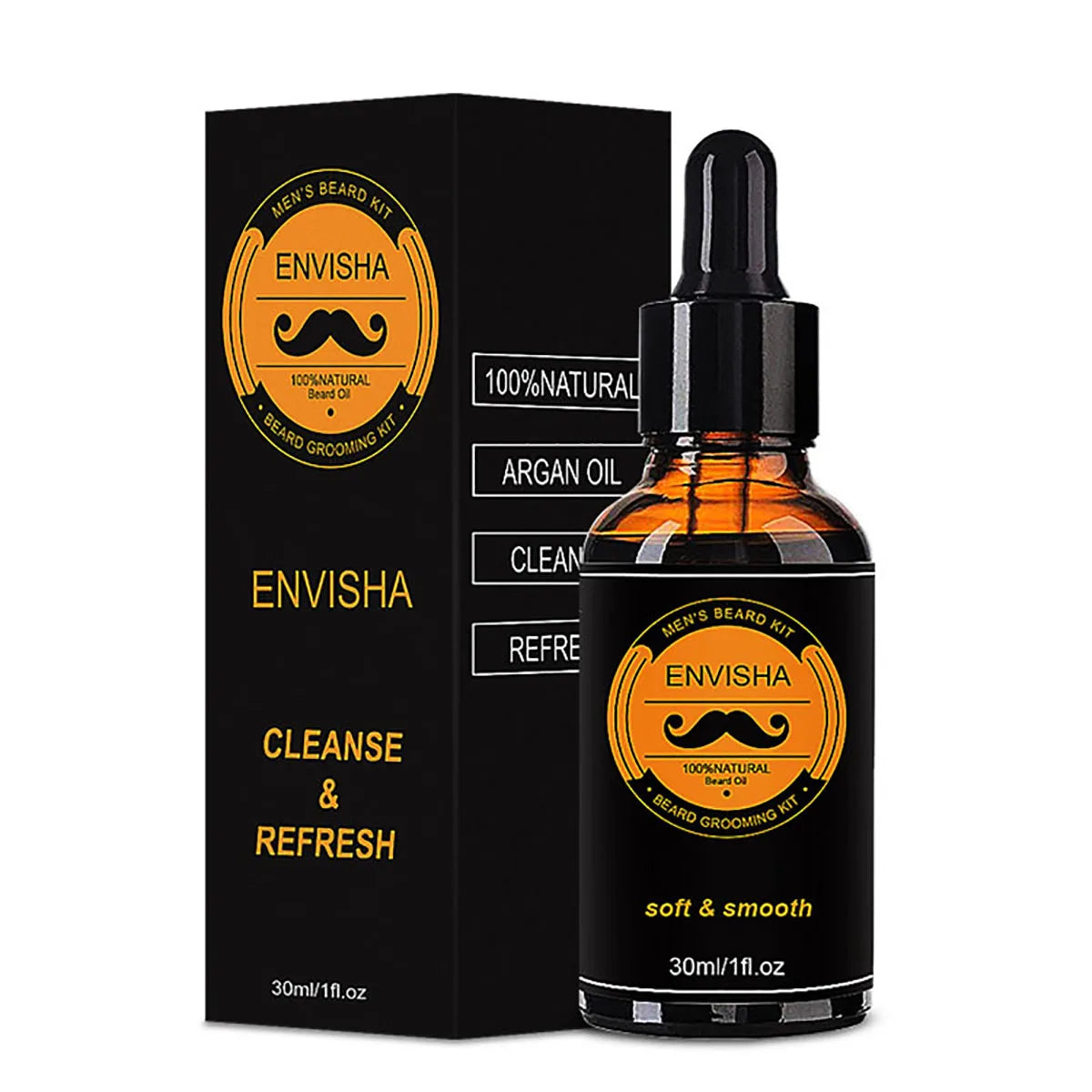 Men's Beard Kit Care Beard Oil Beard Balm Comb Brush Sack Scissors 6 Piece Set