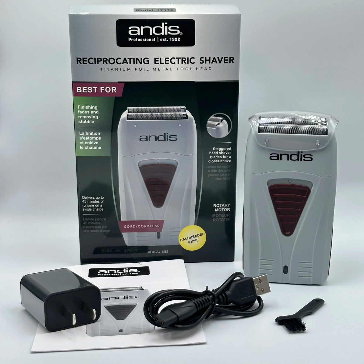 Original Andis 17170 Foil Lithium Titanium Shaver Smooth Shaving Cordless Shaver With Charger  For Men Razor Bald Hair Clipper