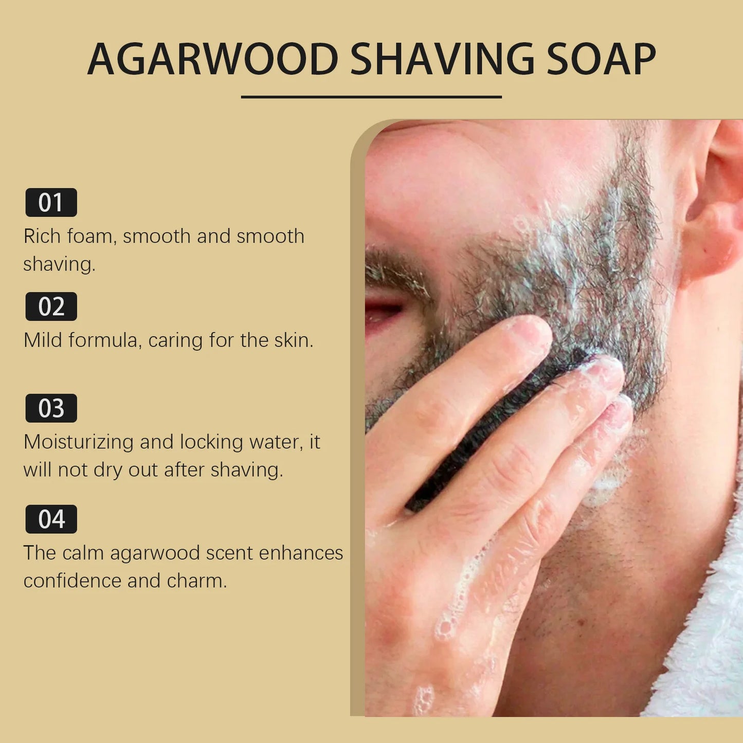 East Moon Men Shaving Soap Foam Rich Easy Clean Not Stimulating Long-Lasting Refresh Gentle Smoothing Handmade Beard Care Soaps
