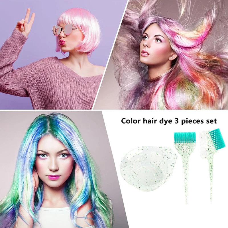 3Pcs/set Hair Coloring Products Professional Hair Dyeing Set For Salon Barber Coloring Hair Dye Brush Bowl Fashion Hairstyle