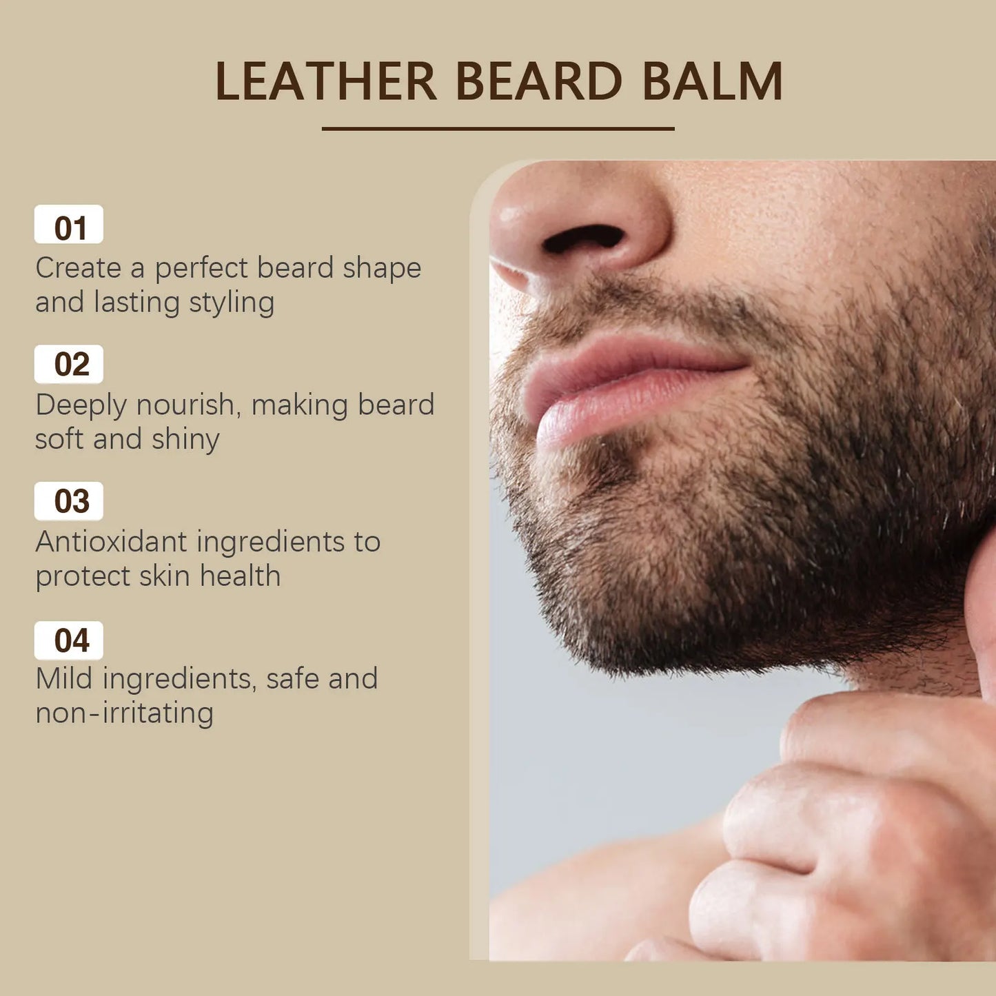 Coconut Oil Beard Care Wax Keep Smoothing Deeply Moisturizing Strong Holding Reduce Frizz Improve Thickens Men Beard Growth Balm