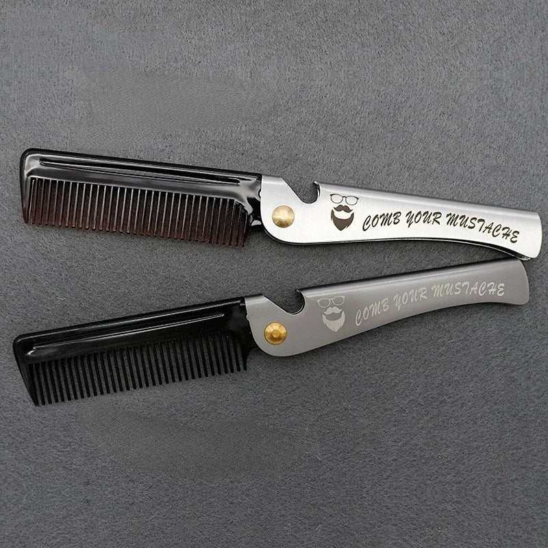 Folding Steel Combs For Men Oil Head Portable Beard Combs For Men Comb Product Hair Dropshipping Hair Combs Foldable Stylin