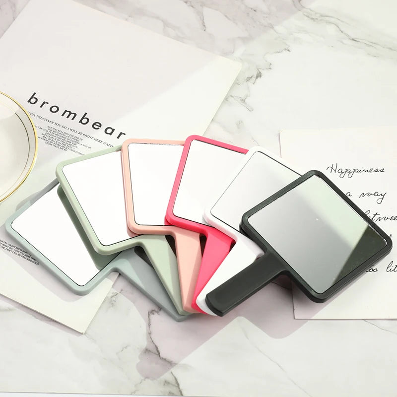 1PC Square Handheld Makeup Vanity Mirror with Handle Hand Mirror SPA Salon Compact Mirrors Eyelash Extension