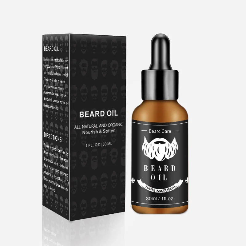 Beard Care Set Beard Serum Oil Balm Beard Comb Bristle Brush Scissors Beard Oil Beard Growth Set Men Beard Care Kit roller micro