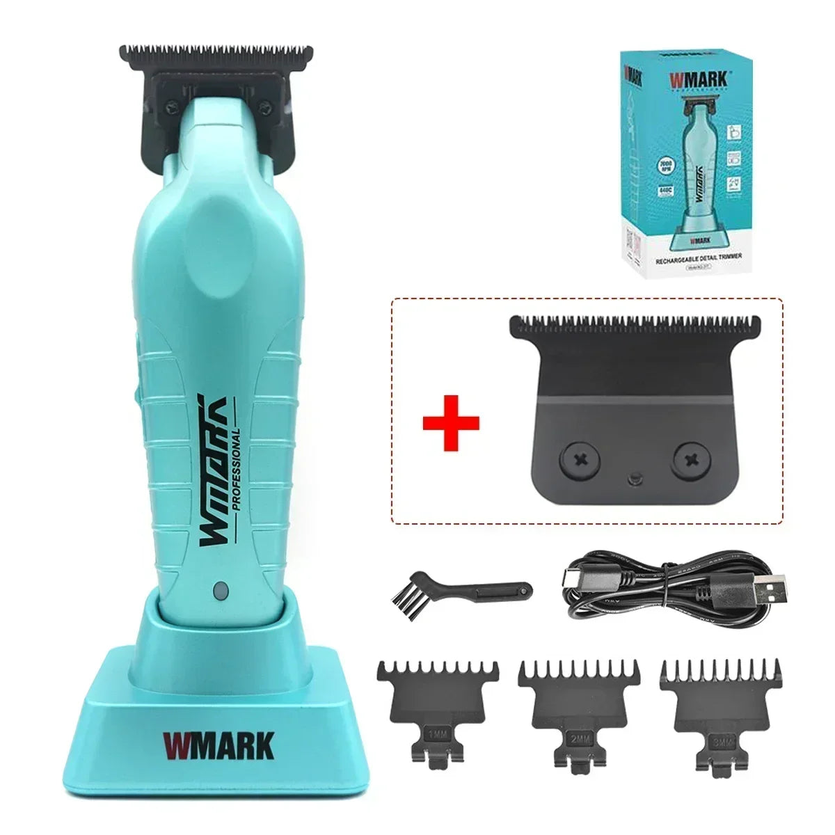 WMARK NG-317 Hair Trimmer Machine Zero Gapped DLC Blade with Base Charger Professional Hair Clipper for Men Finishing Machine