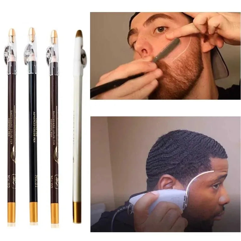 Pencil For Men's Beard Edge Hairdressing Trace Barber Barbershop Accessories Sharpener Hair Line Pen Makeup Eyebrow Pencil