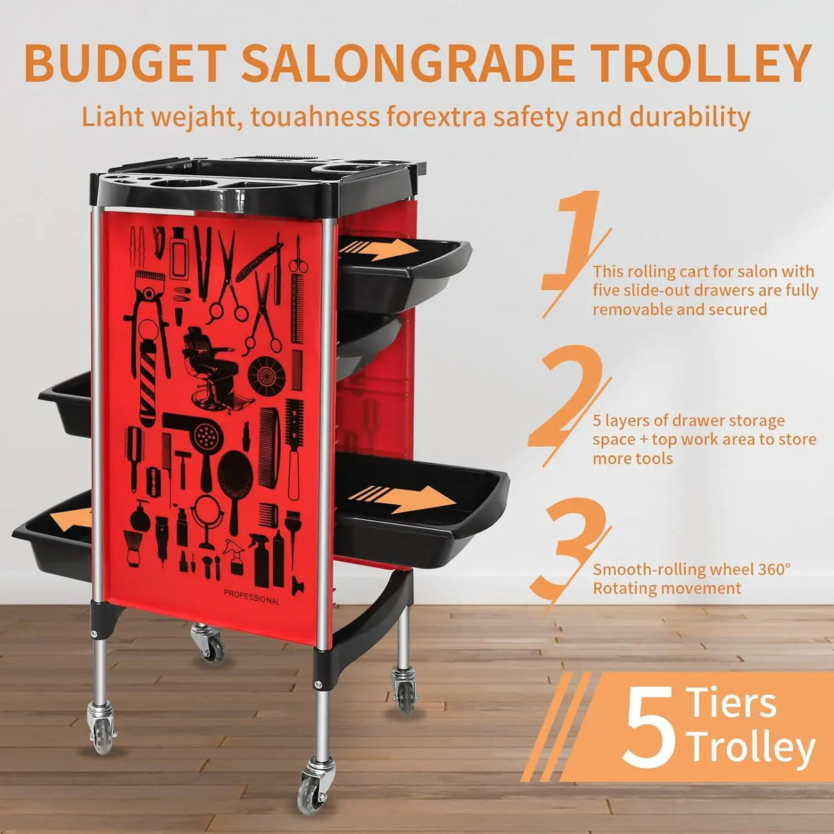 Barbershop Rolling Cart Hairdressing Tool Storage Trolley Cabinet New Beauty Salon Large Capacity Moveable Station Barber