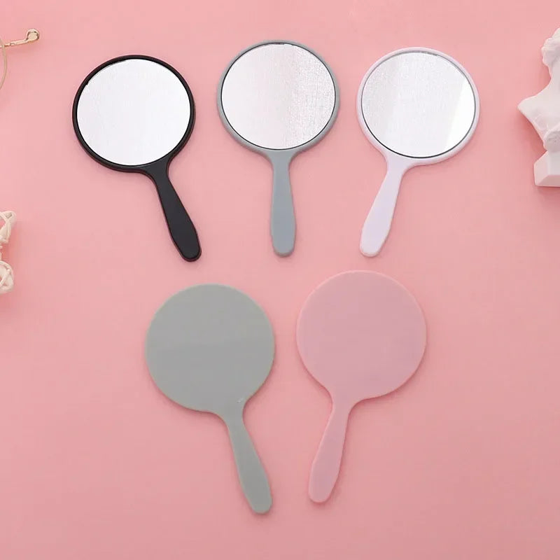 Handheld Mirror Round With Handle Hand Mirror Hair Salon Compact Mirrors Cosmetic Mirrors For Women