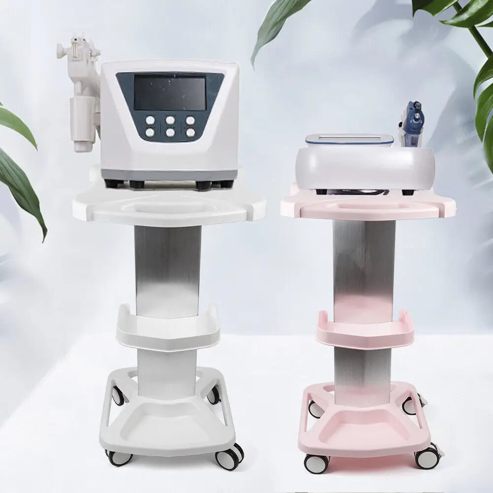 Pink/White Mobile Salon Trolley Stand with Wheel Spa Beauty Machine Trolley Stand Tray Rolling Cart Shelf Hairdressing Supplies