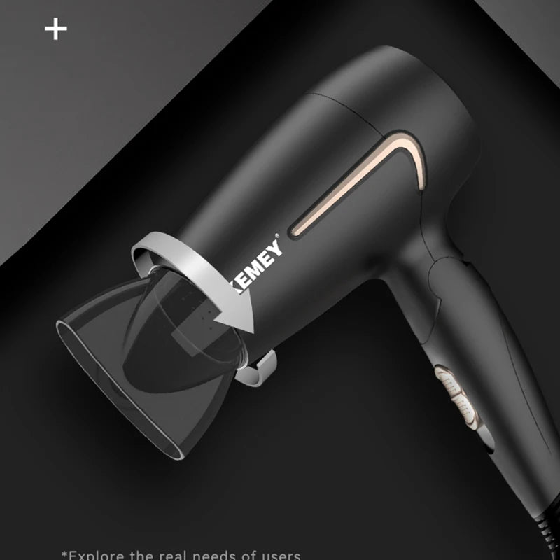 Kemei Professional Hair Dryer Portable Foldable Handle Compact 1800W Blow Dryer Hot Wind Low Noise Home Appliance Styling Tools