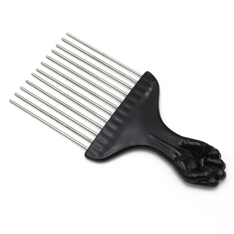 1 Piece Afro Fork Comb Stainless Steel Wide Teeth Hairdressing Brush Metal Pins Pick Hair Styling Tools Insert Curly Hair Comb