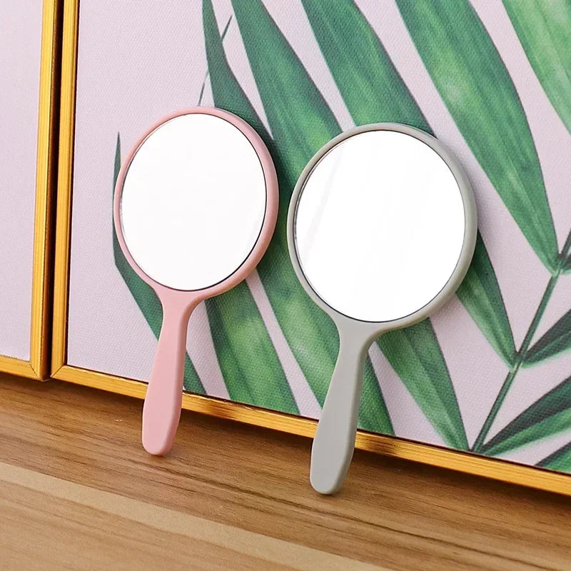 Handheld Mirror Round With Handle Hand Mirror Hair Salon Compact Mirrors Cosmetic Mirrors For Women