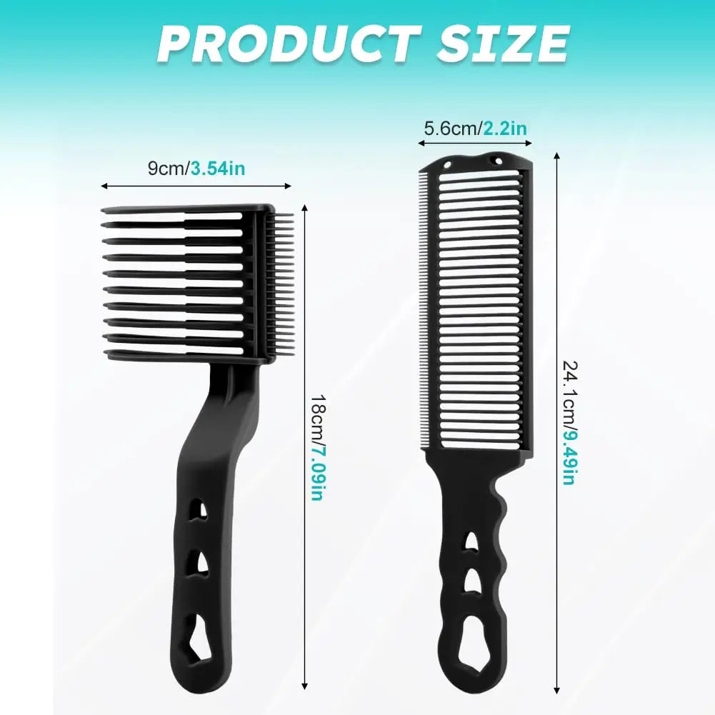 2PCS Barber Flat Top Hair Cut Comb Set Pro Barbershop Men's Curved Positioning Hair Clipper Comb Salon Hairdresser Tool Supplies