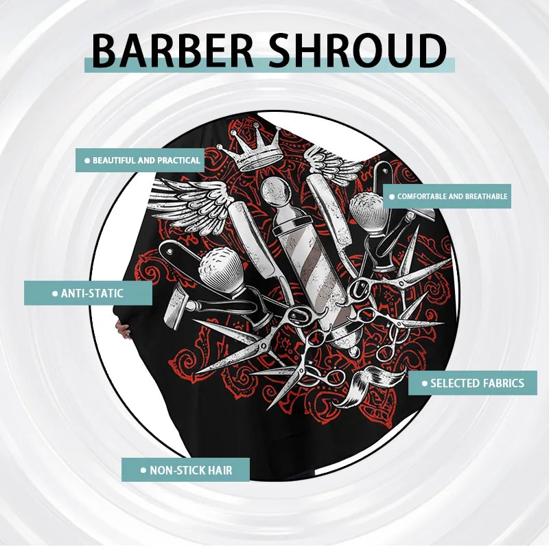 Barber Black Haircut Cloth Hairdresser Apron Hair Cut Cape Hairdress Gown Hairdressing Coat Barbershop Salon Accessory