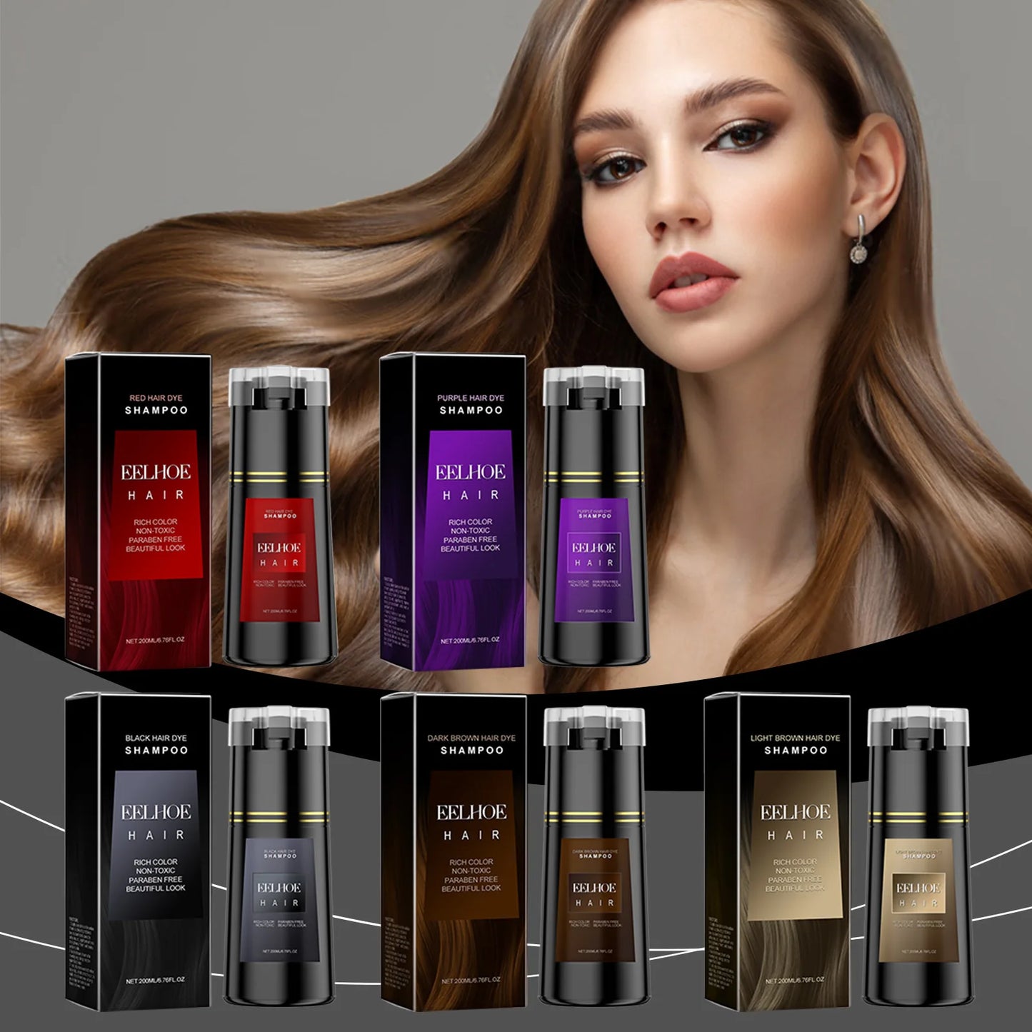 EELHOE Ginseng Extract Shampoo Color Hair Dye Moisturize Dry Hair Strengthening and Growth Black Sesame Darkening Hair Shampoo