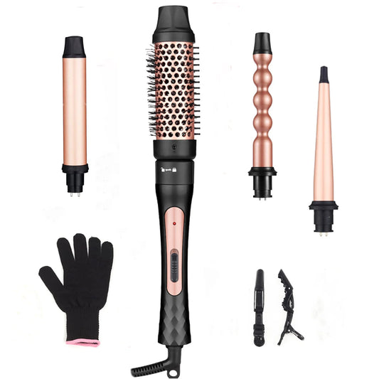 4-in-1 Curling Iron with Curling Brush, Professional Hair Curler 9-32MM Hair Straightener,Fast Heating Hair Styling Appliances