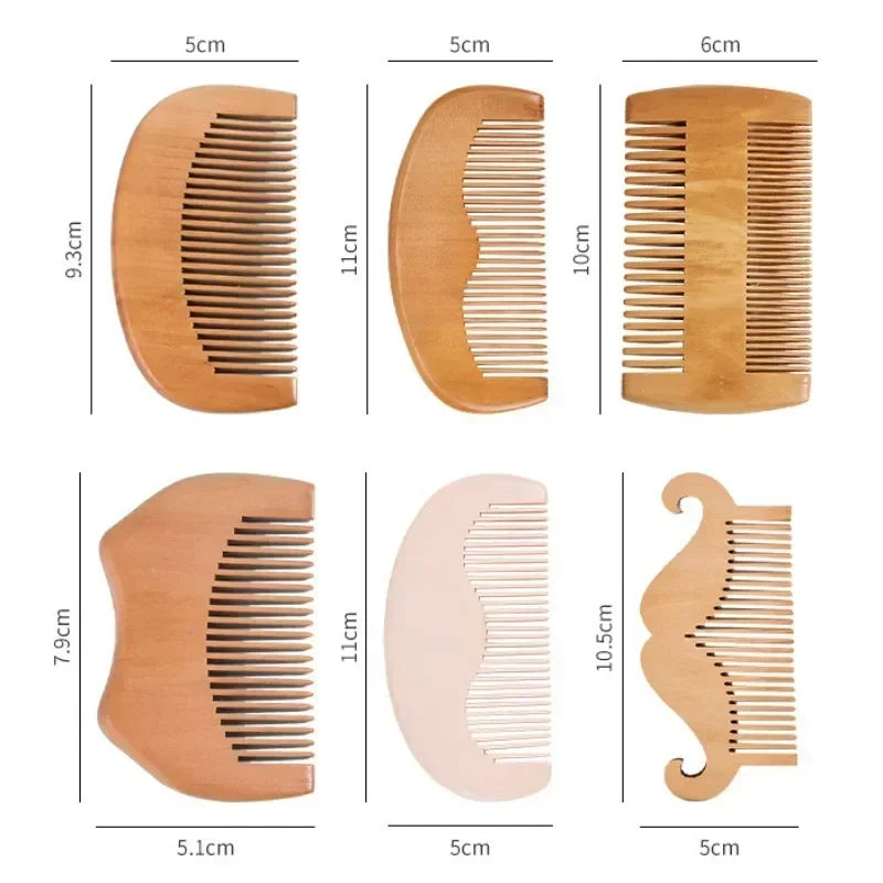 Wooden Beard Comb Mustache Hair Brush for Men Fine Coarse Teeth Perfect Beard Balms Essential Oils Combs Расческа Для Волос