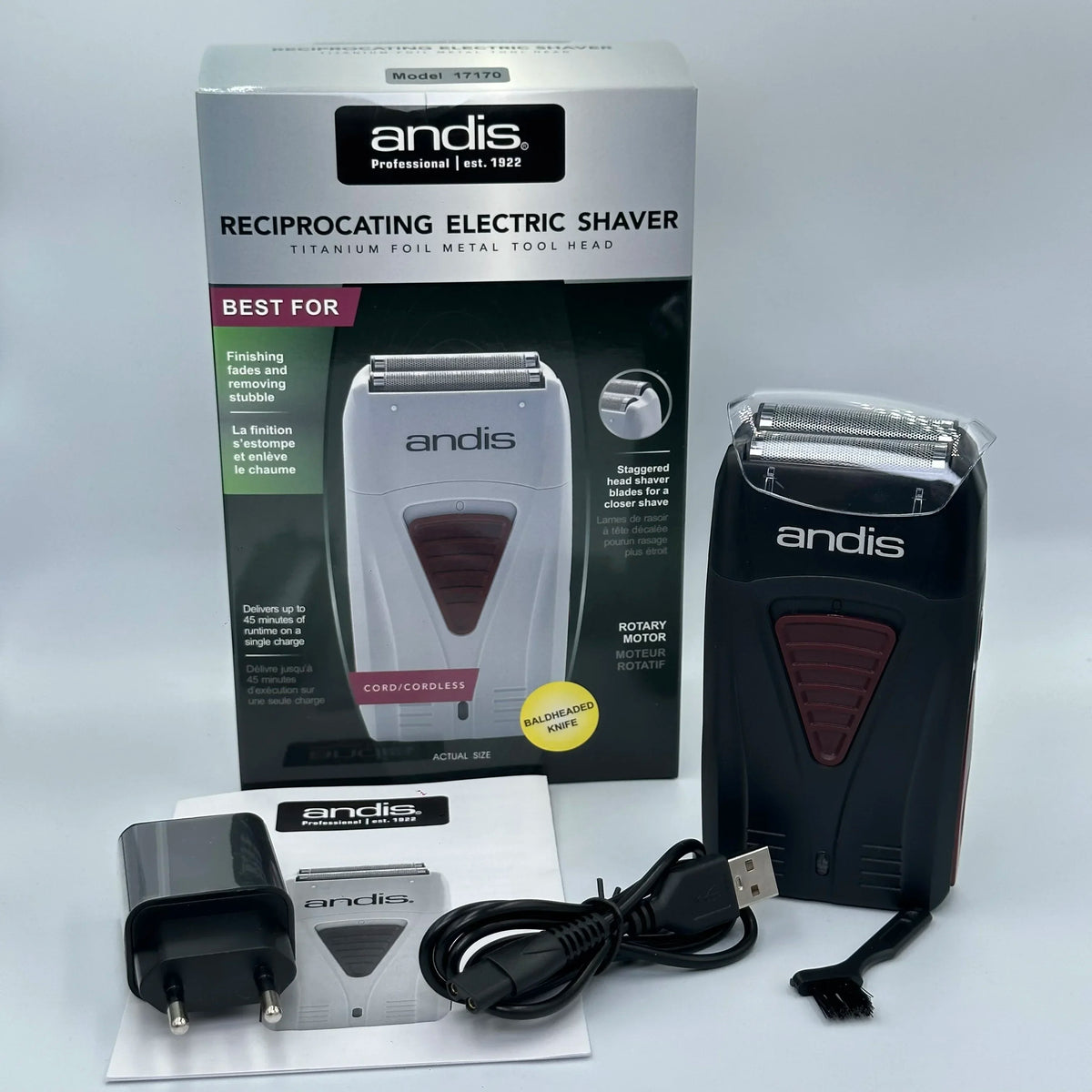 Original Andis 17170 Foil Lithium Titanium Shaver Smooth Shaving Cordless Shaver With Charger  For Men Razor Bald Hair Clipper