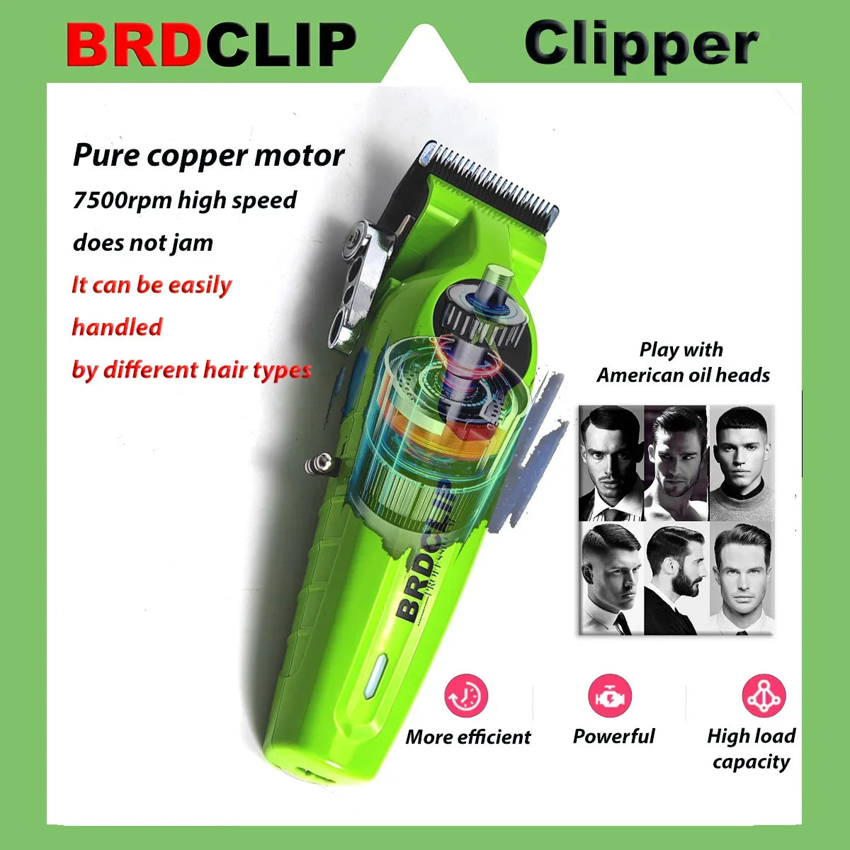 BRDCLIP X Series Set Professional Electric Hair Clipper Trimmer Shaver Gradient Salon Hair Styling Tool DLC Coated Fade Blade