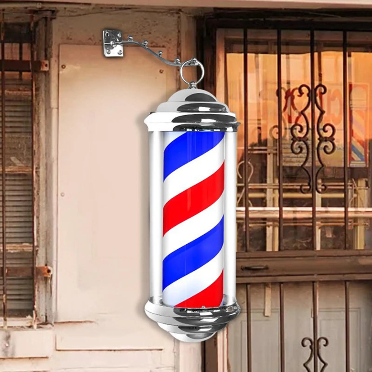 Barber Shop Sign Open Lighting Hair Salon Save Energy Rainproof Light Wall Mounted Rotating Pole LED Light For Outdoor Barber