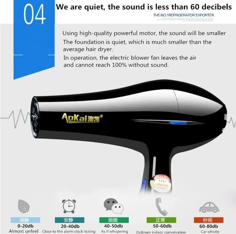 Professional Powerful Hair Dryer Fast Styling Blow Dryer Hot And Cold Adjustment Air Dryer Nozzle For Hairdresser Barber Salon Tools
