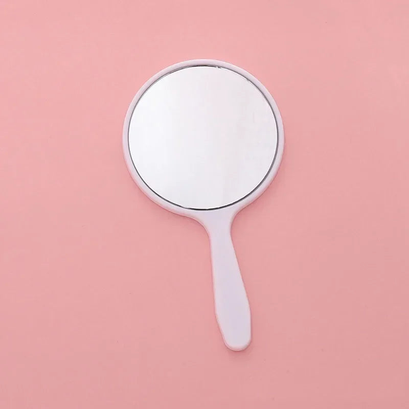Handheld Mirror Round With Handle Hand Mirror Hair Salon Compact Mirrors Cosmetic Mirrors For Women