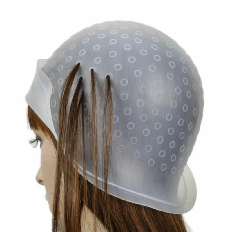 1 Pc Silicone Hair Highlights Cap With Needle Reusable Hair Coloring Cap Hair Dye Hat Hair Styling Tools Barber Accessories