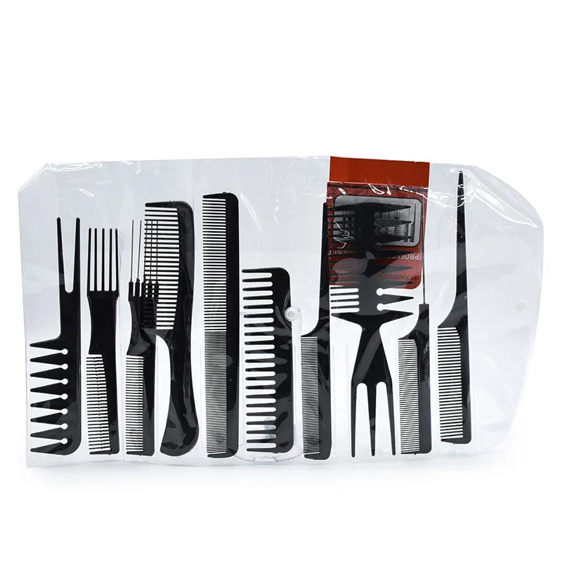 Multifunction 10pcs Barber Hairdressing Combs Hair Detangler Comb Anti-static Haircare Hairstyling Set Stylist Accessories Tools