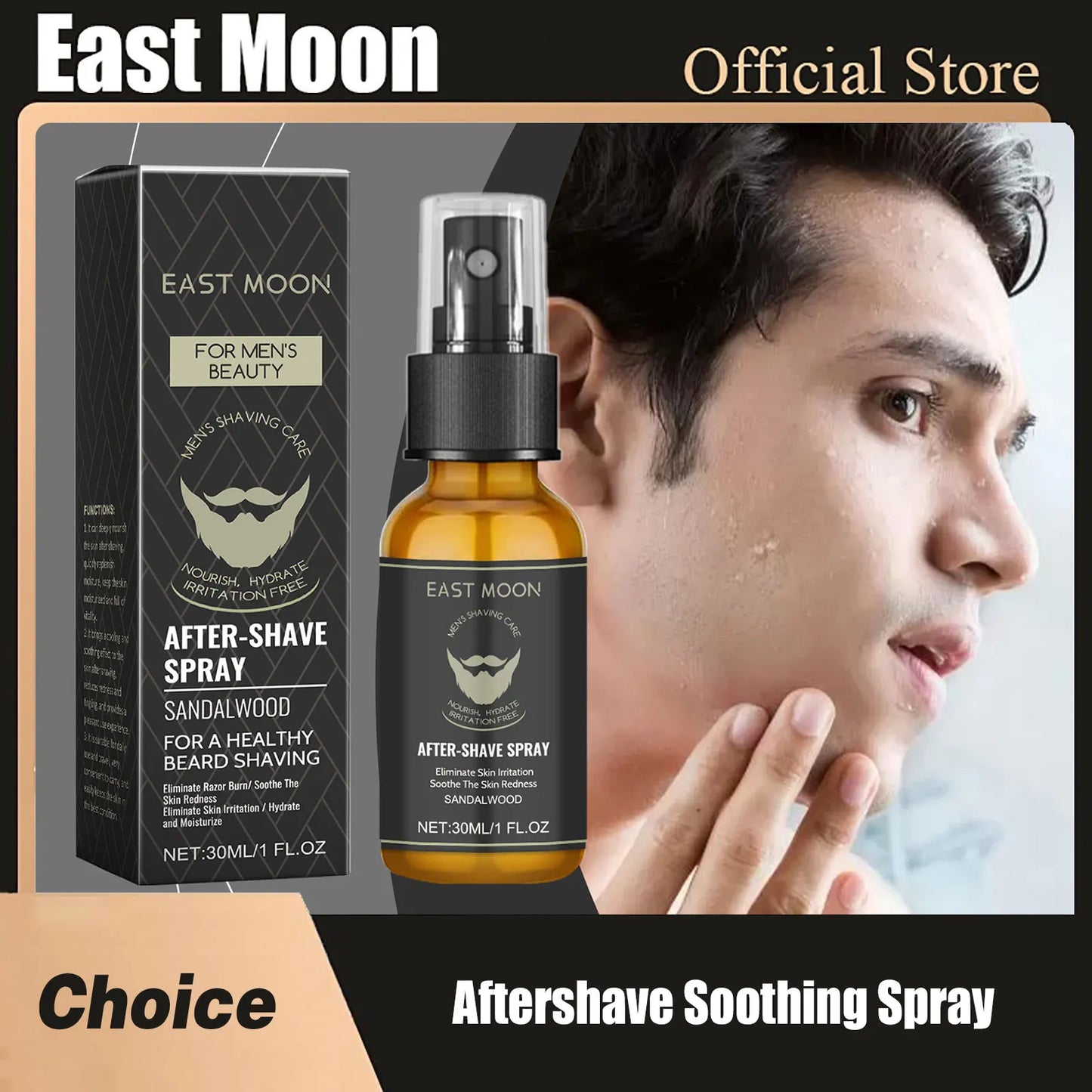 East Moon Men Aftershave Soothing Spray Keep Smoothing Improve Ingrown Increase Fresh Reducing Hair Growth Beard Skin Care Oil
