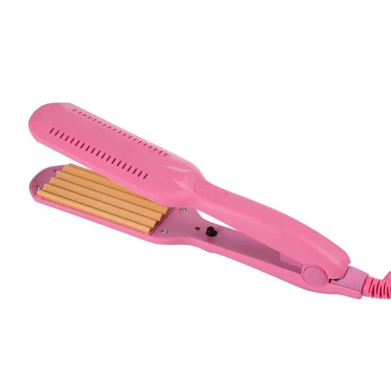Professional Hair Crimper Curler Dry & Wet Use Corrugated Irons Ceramic Curling Iron with Temperature Control Waving Tool