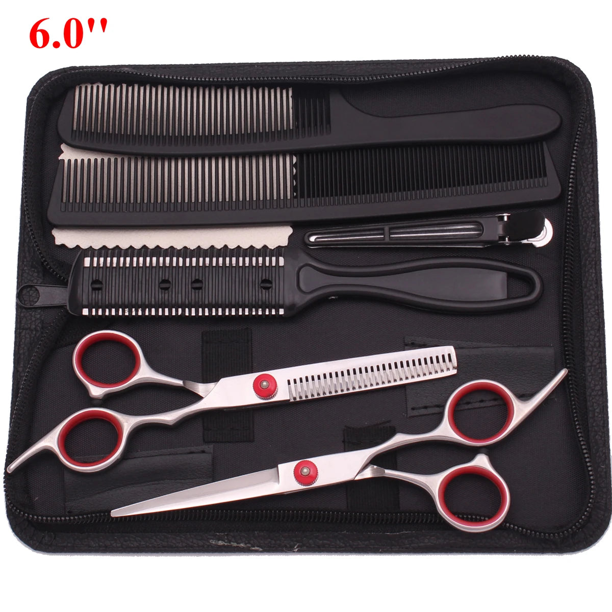 6'' Professional Hair Scissors Thinning Cutting Shears Hairdressing Comb Razor Set Salon Barber & Home Japan Steel