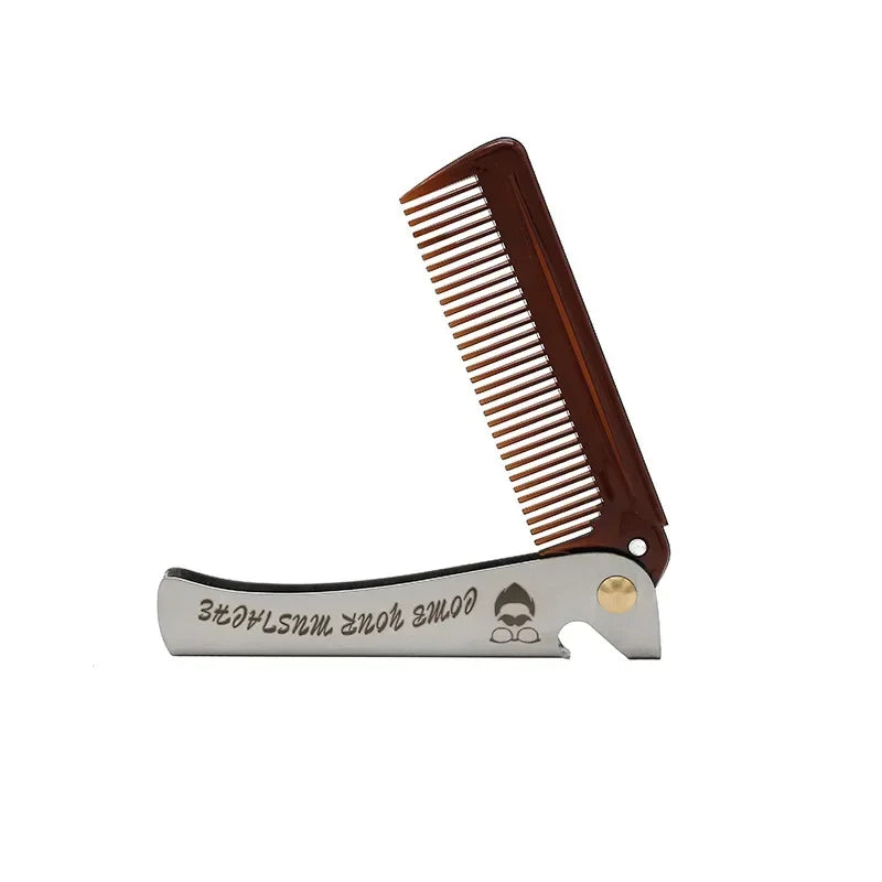 Folding Steel Combs For Men Oil Head Portable Beard Combs For Men Comb Product Hair Dropshipping Hair Combs Foldable Stylin