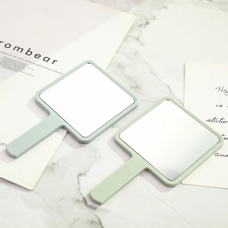 1PC Square Handheld Makeup Vanity Mirror with Handle Hand Mirror SPA Salon Compact Mirrors Eyelash Extension