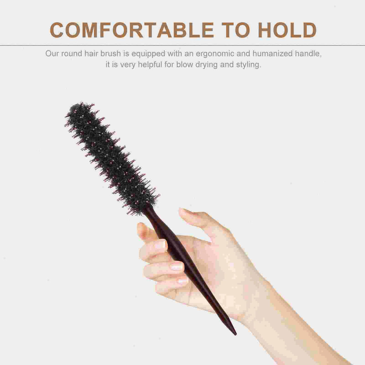 Bangs Comb Wooden Handle Hair Styling Round Brush Pointed Tail Hairbrush Bristles Hairdressing Tool Blow Dryer