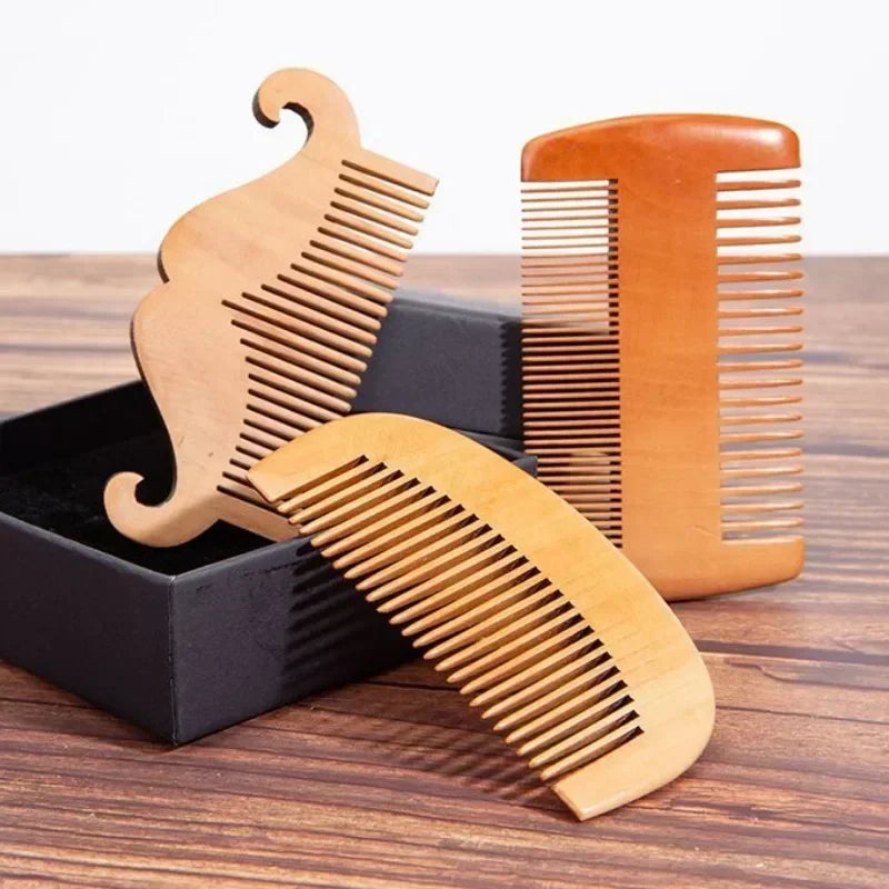 Wooden Beard Comb Mustache Hair Brush for Men Fine Coarse Teeth Perfect Beard Balms Essential Oils Combs Расческа Для Волос