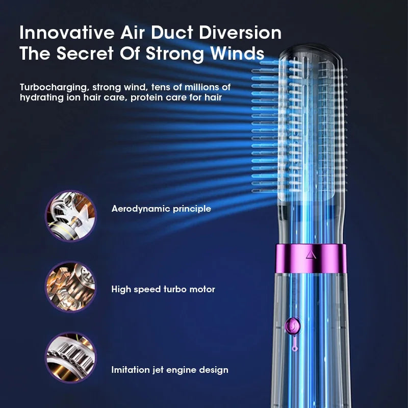 Hair Dryer 5 In 1 Hair Blower Hot Cold Air Styler Comb Anion Hairdryer Electric Leafless Blowing Hair Dryer Auto Curling Iron