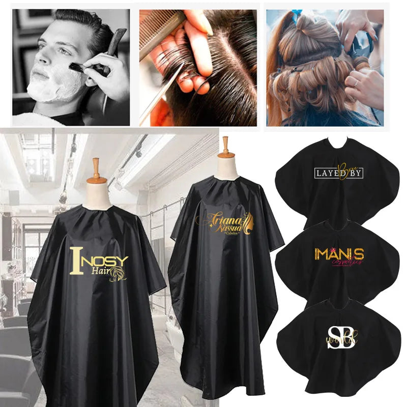 Custom Logo Hairdresser Barber Cape 3Pcs Black Waterproof Professional Hairstyle Cape Lighweight Home Sale Use Hair Cutting Cape