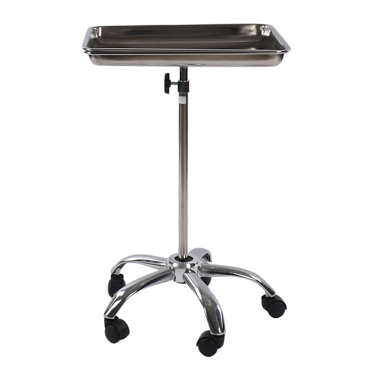 Salon Tray with Wheels Metal Stainless Steel Liftable Moveable for Medical Hairdresser Instrument