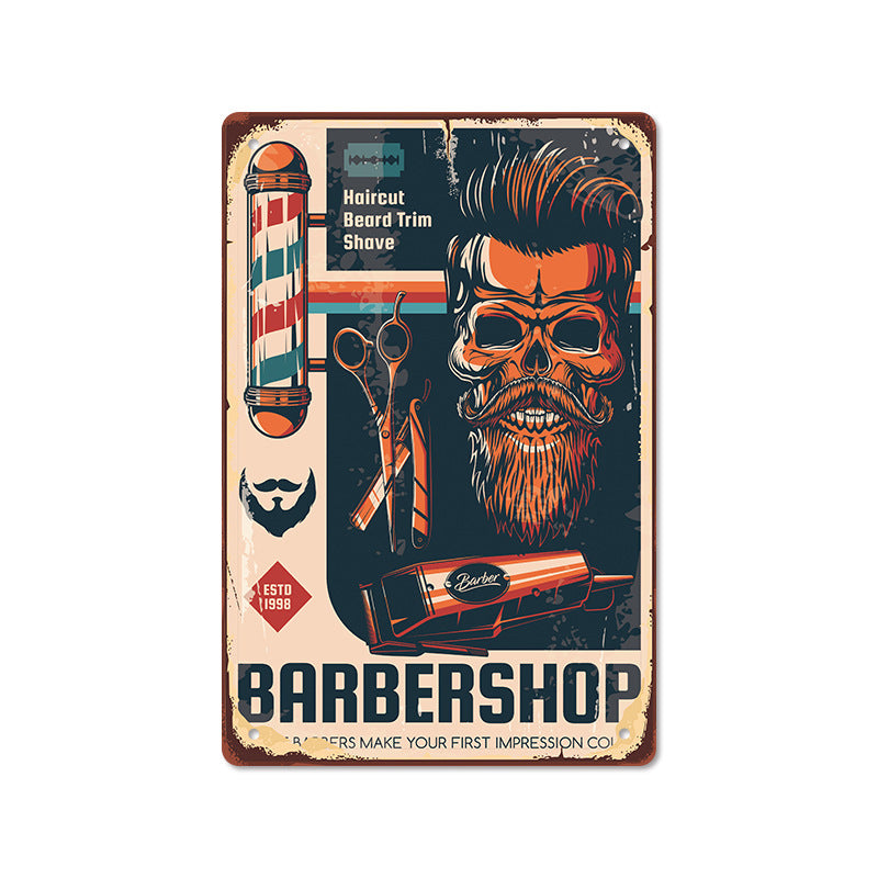 Barber Shop Poster Vintage Iron Sheet Painting