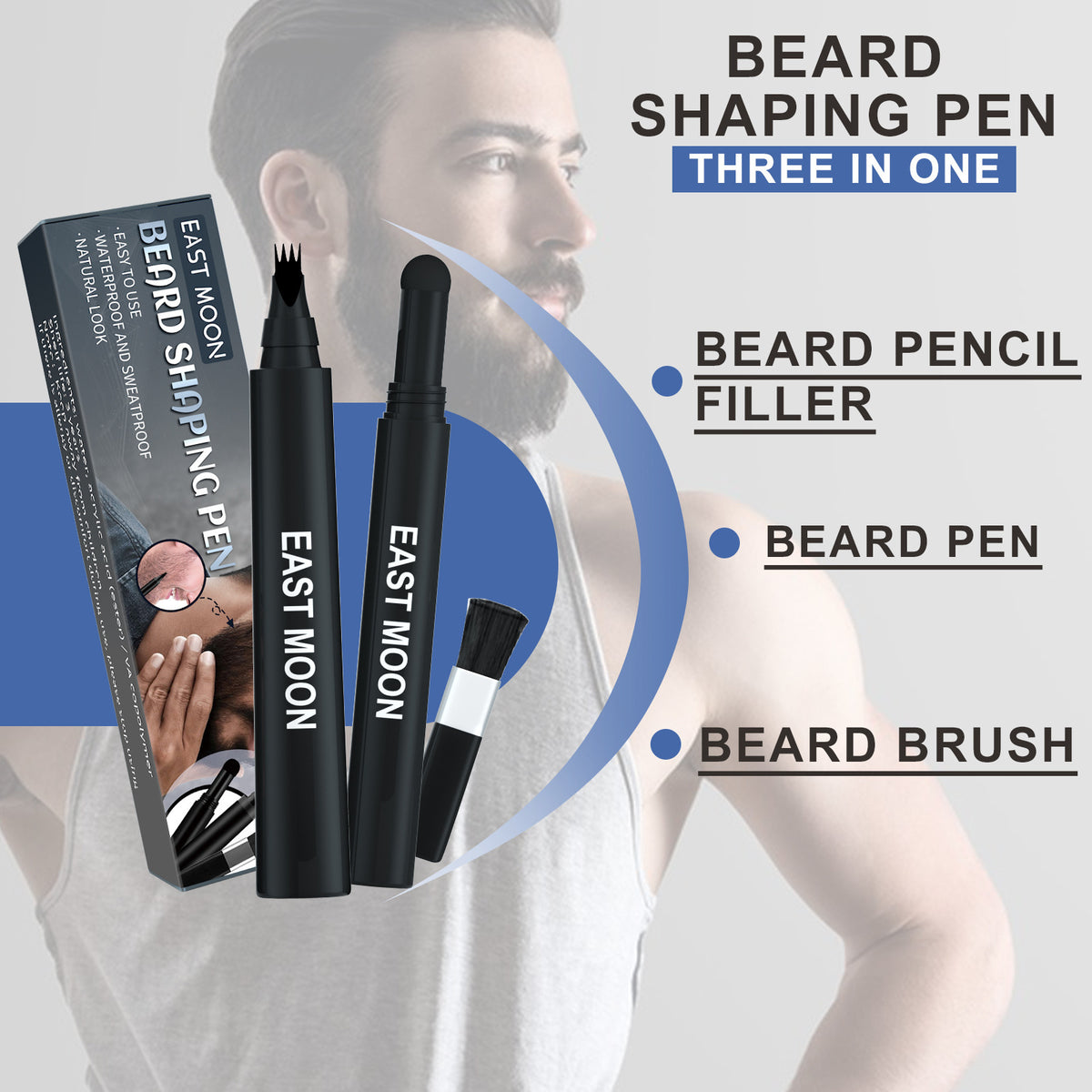 Beard Filling Pen Set Three-in-one Brush Beard Filling Men's Beard Care
