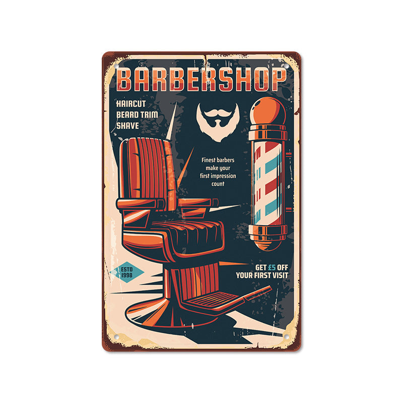 Barber Shop Poster Vintage Iron Sheet Painting