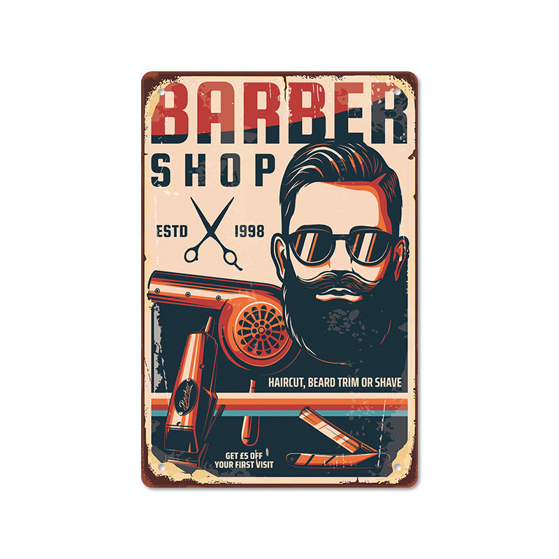 Barber Shop Poster Vintage Iron Sheet Painting